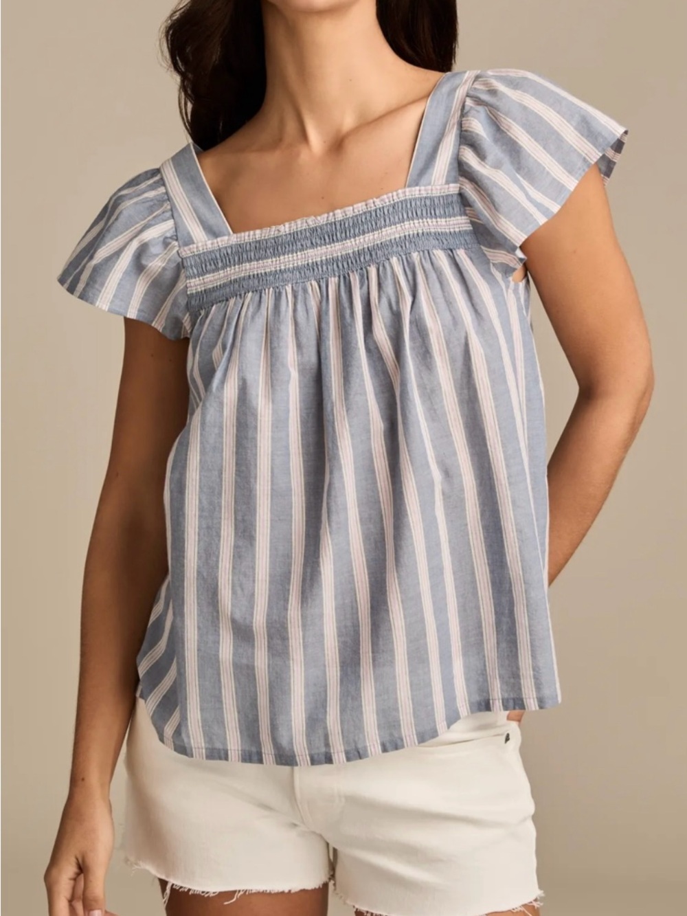 Lucky Brand Square neck peasant top